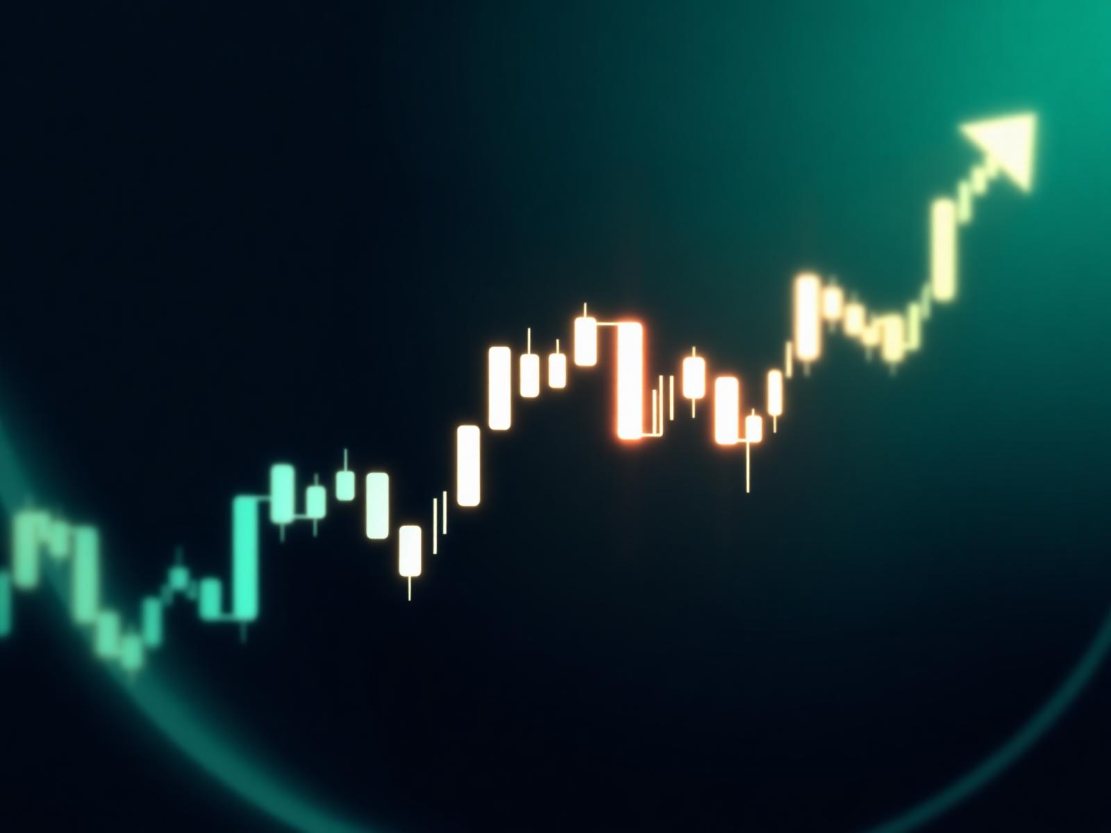 Abstract candlestick chart representing a day trading session